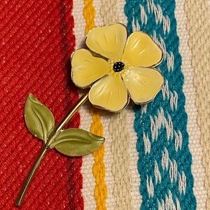 Vintage small Yellow Flower Brooch